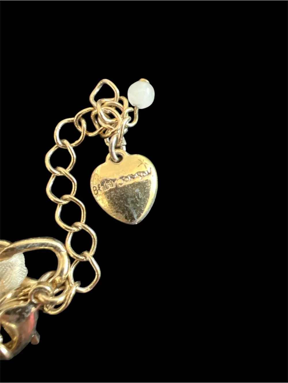 Betsey Johnson Gold Skull Pendant Necklace w Crystal Flowers-that grill!! - Picture 4 of 6